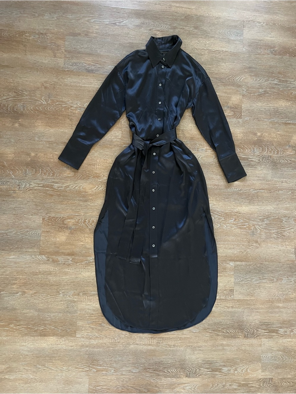 Banana Republic Muse 100% Silk Black Maxi Shirtdress | Size S NWT $270